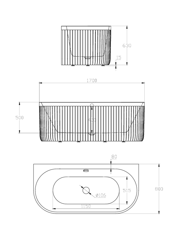 Ванна из искусственного камня ALTROBAGNO Фабиана (Fabiana) 090206 Wt