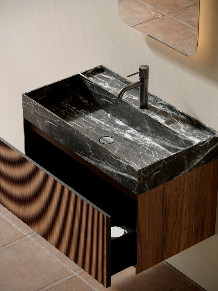 Тумба c раковиной AltroBagno Pino 800 Walnut/Italian Grey