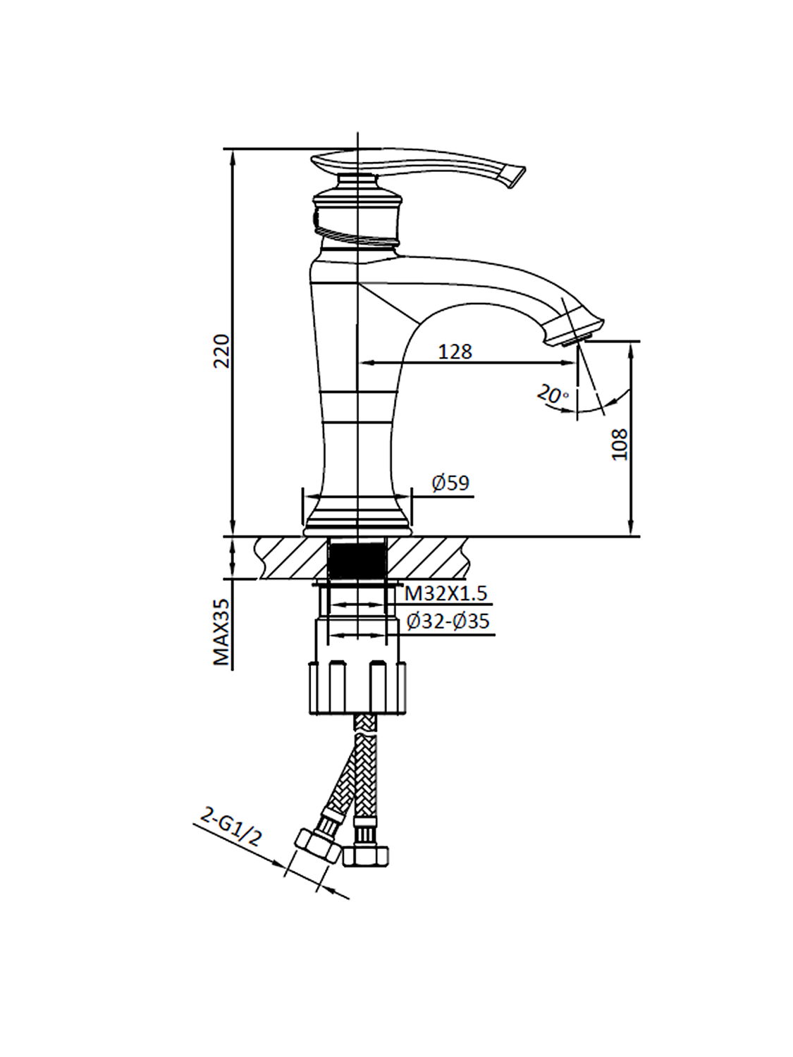 Смеситель для раковины AltroBagno Beatrice 0112 Cr
