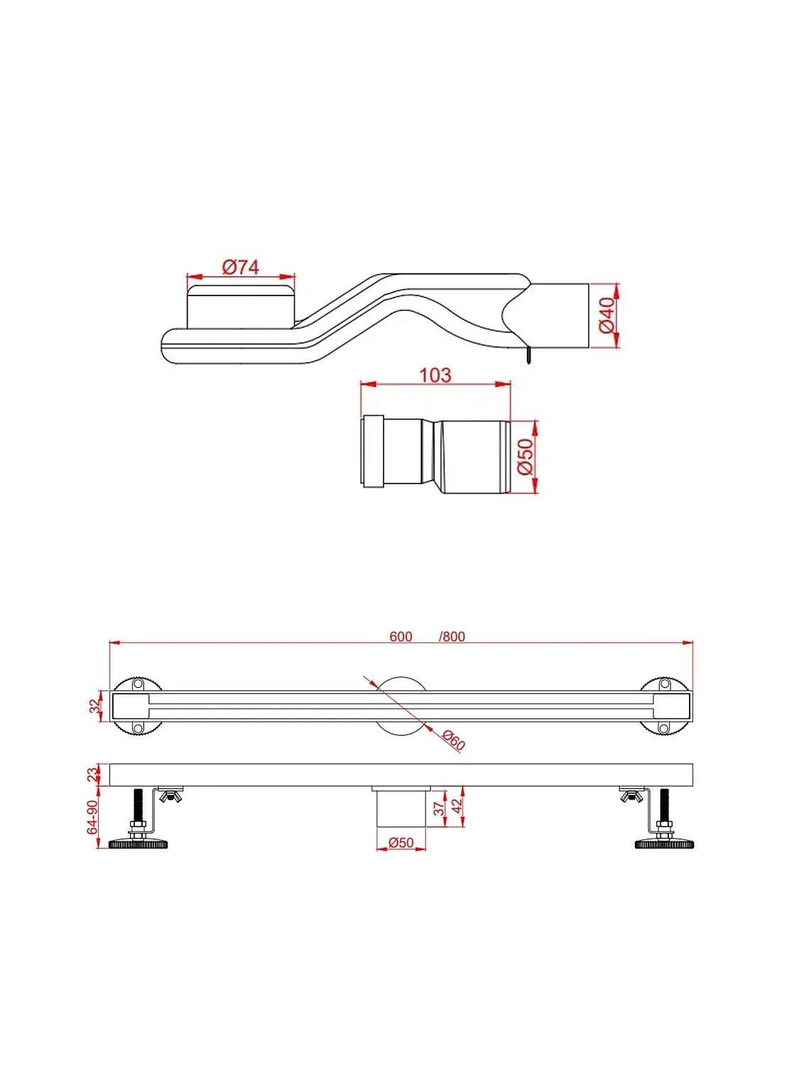 Душевой трап AltroBagno Stella 071222 Ni (60)