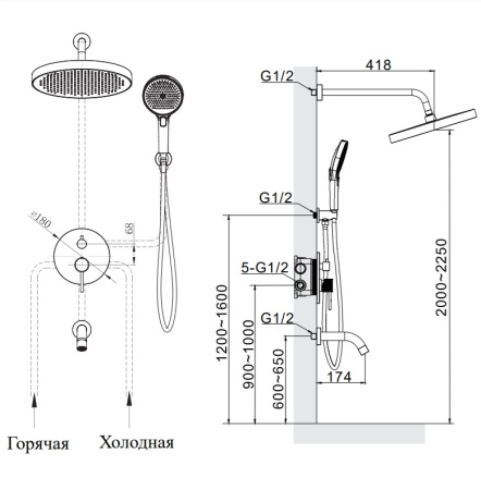Душевая система AltroBagno Bilancia 040505 BC