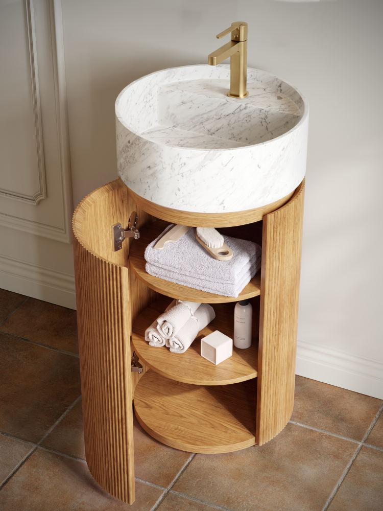 Тумба с раковиной ALTROBAGNO Чиа (Chia) 450 Natural Oak/Cararra Wt