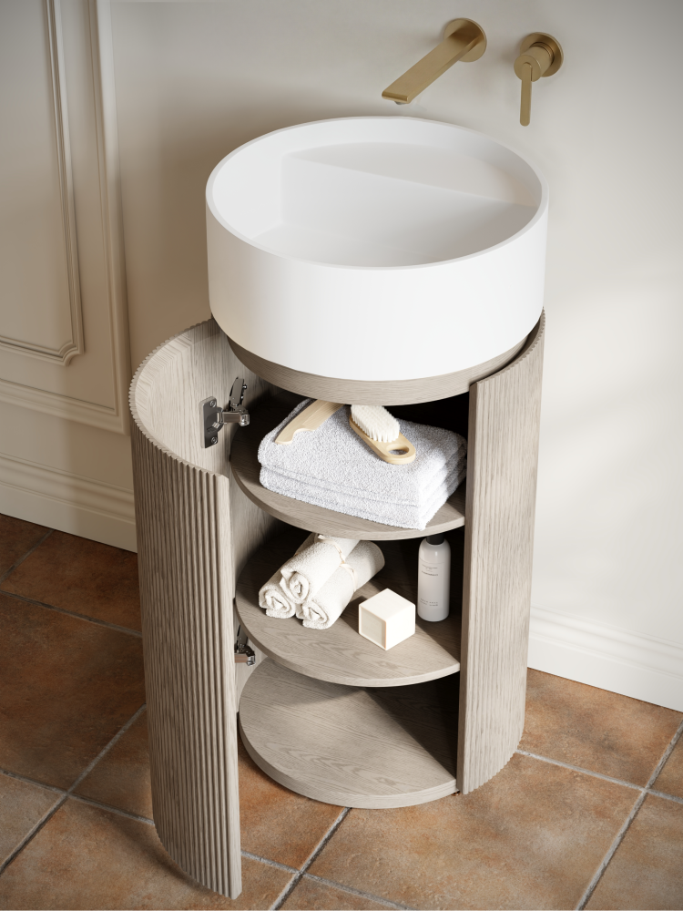 Тумба с раковиной ALTROBAGNO Чиа (Chia) 450 Velet Beige Oak/Matte Wt