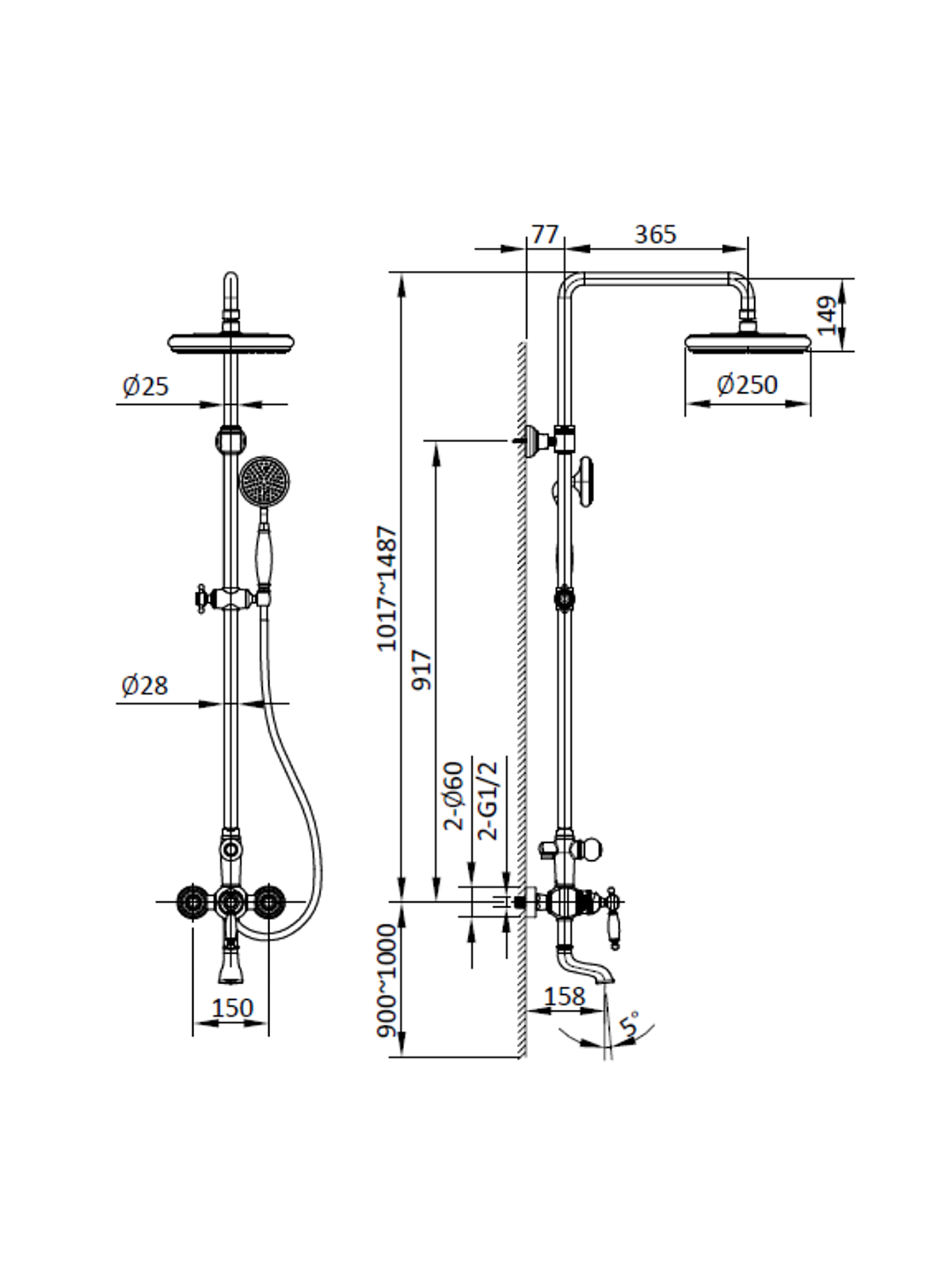 Душевая система AltroBagno Opera 030206 Or