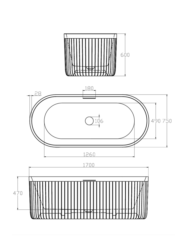 Ванна из искусственного камня ALTROBAGNO Джанни (Gianni) 090215 CG & Wt