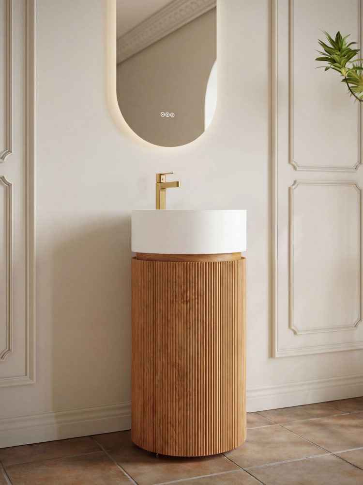 Тумба с раковиной ALTROBAGNO Чиа (Chia) 450 Natural Oak/Matte Wt