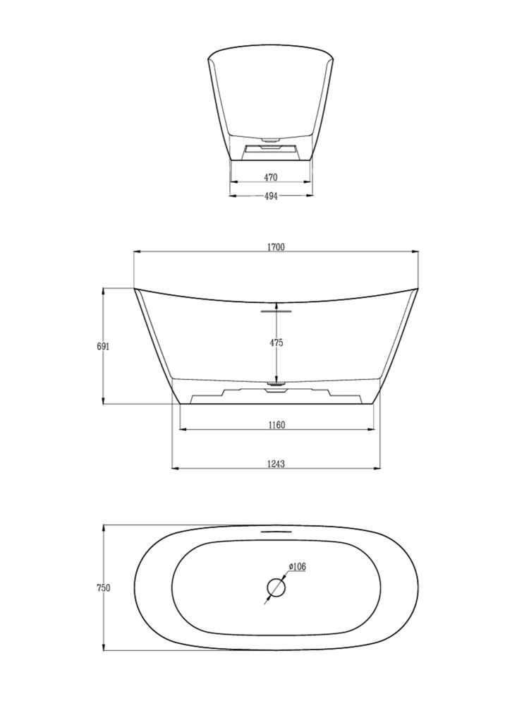Ванна из искусственного камня ALTROBAGNO Фиорина (Fiorina) 090218 Cr