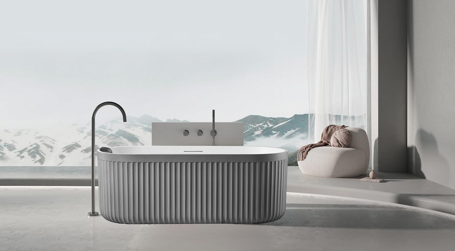 Ванна из искусственного камня AltroBagno Gianni 090215 Cement Grey & White