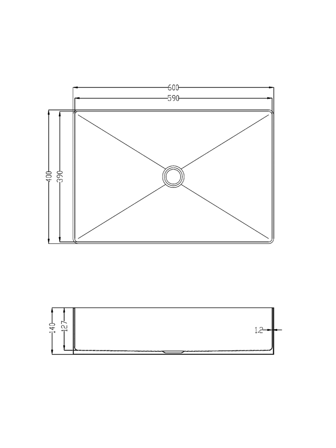 Раковина AltroBagno Solido 001022 MtGr из нержавеющей стали