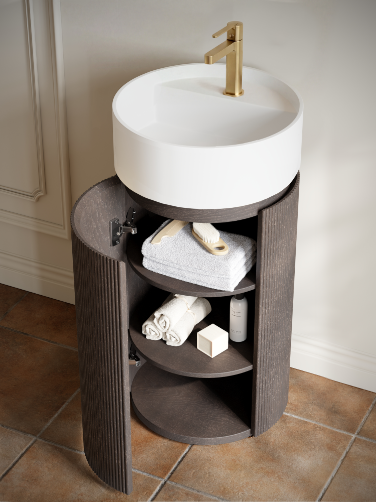 Тумба с раковиной ALTROBAGNO Чиа (Chia) 450 Grey Oak/Matte Wt