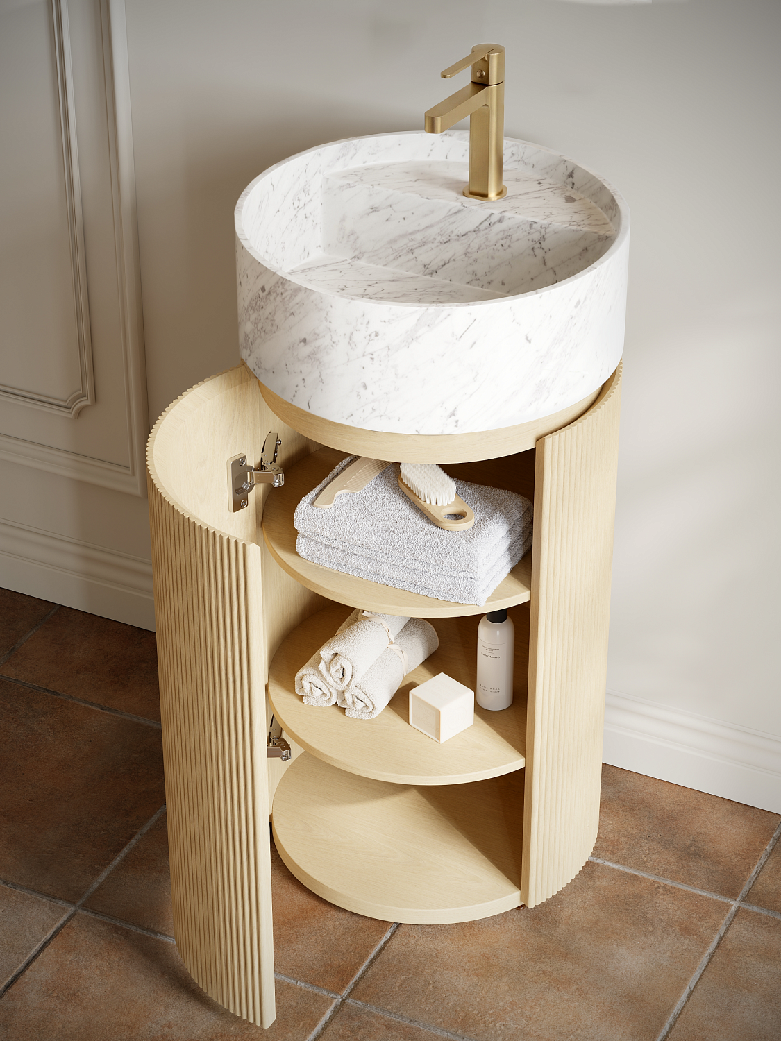 Тумба с раковиной AltroBagno Chia 450 Natural Oak/Cararra White