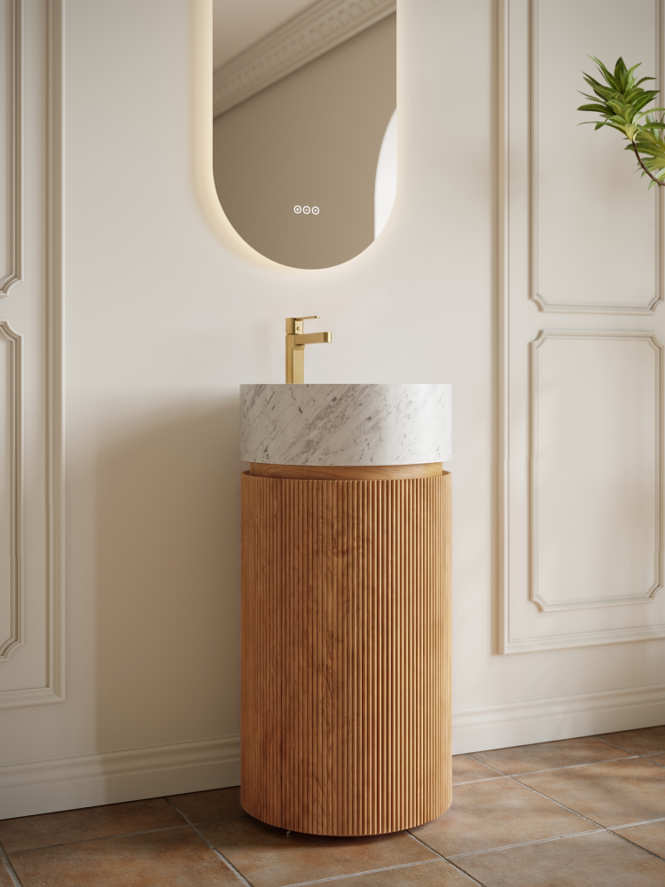Тумба с раковиной ALTROBAGNO Чиа (Chia) 450 Natural Oak/Cararra Wt