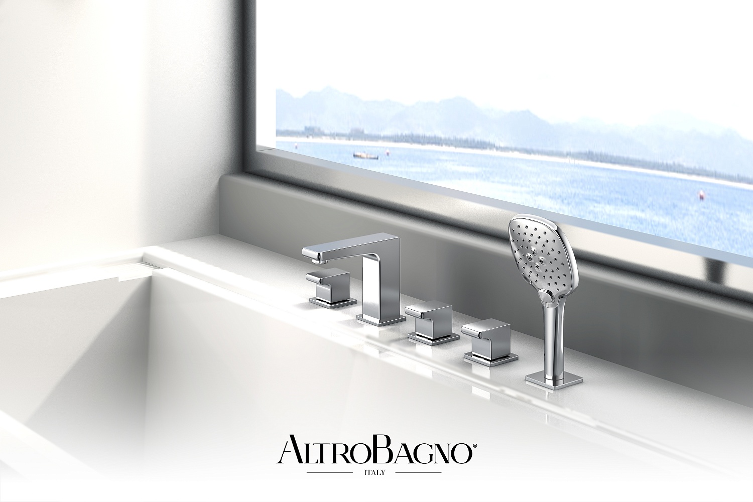 Смеситель на борт ванны с душем AltroBagno Lamberto 020101 Cr