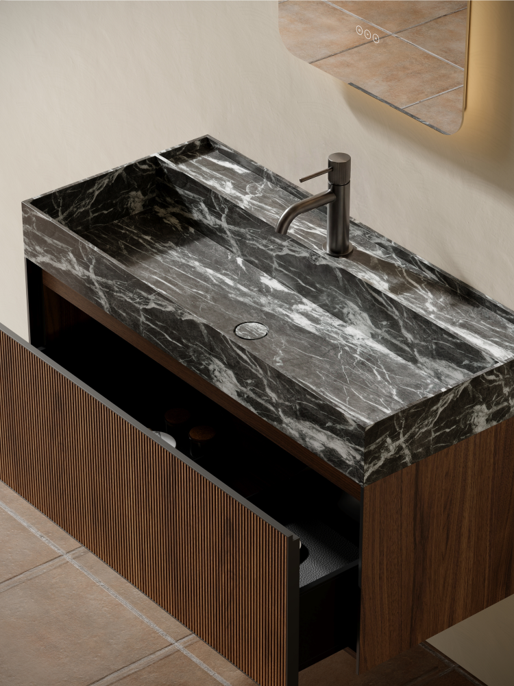 Тумба c раковиной ALTROBAGNO Пино (Pino) 1000 Walnut/Italian Grey