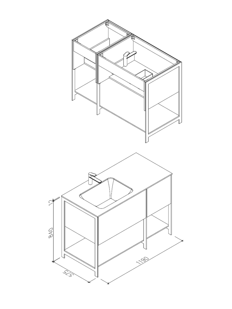 Тумба с раковиной ALTROBAGNO Форли (Forlì)  1200