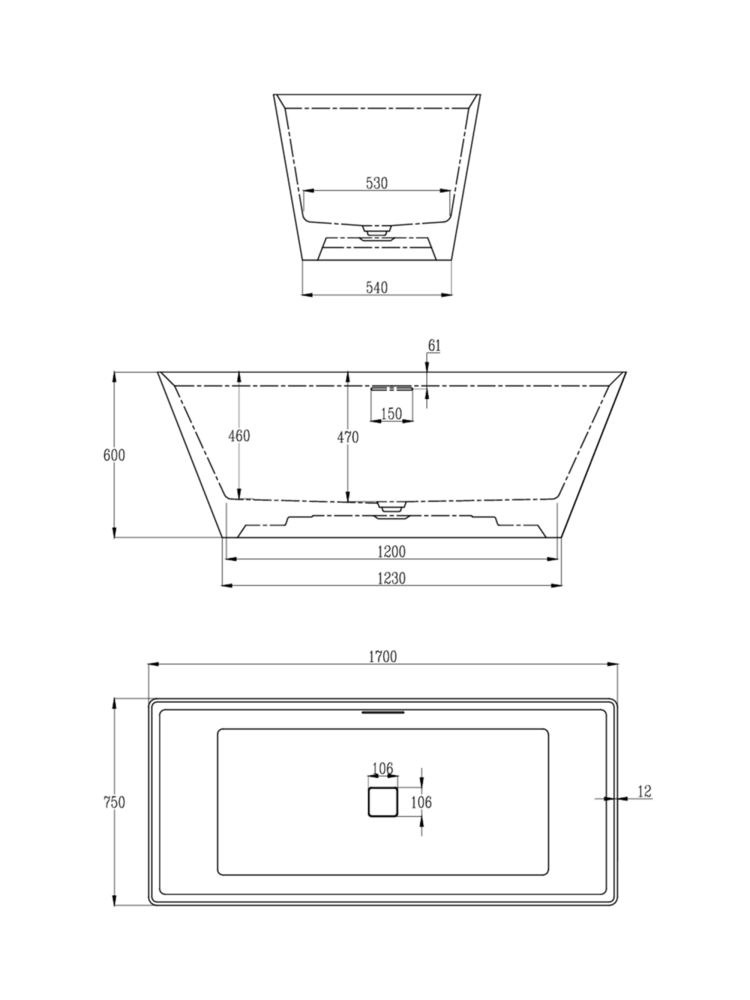 Ванна из искусственного камня AltroBagno Francesca 090104 Cement Grey