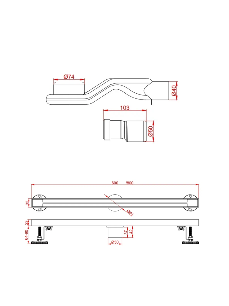 Душевой трап AltroBagno Stella 071227 BG (80)