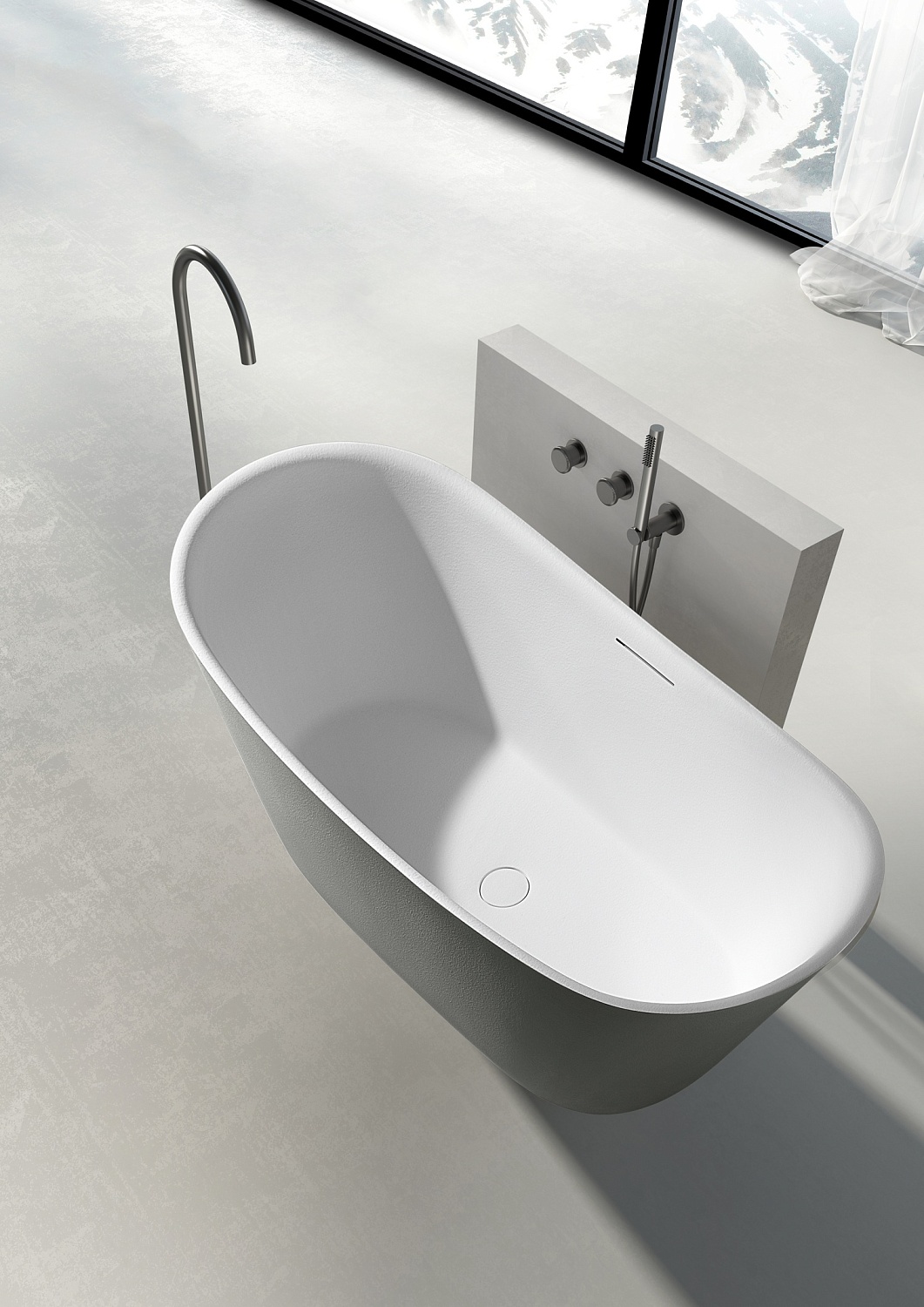 Ванна из искусственного камня AltroBagno Fiorina 090220 Cement Grey & White