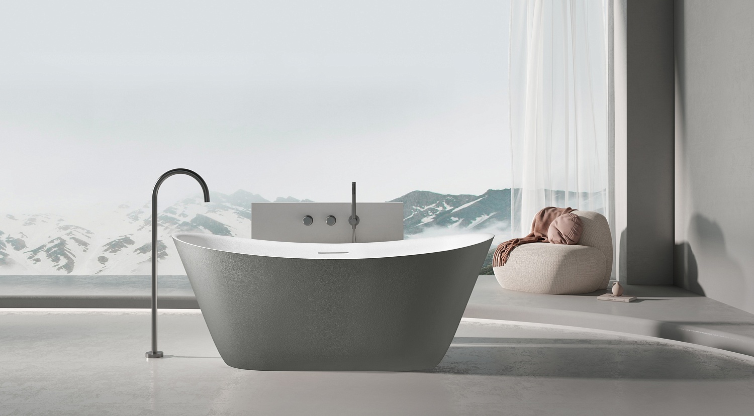 Ванна из искусственного камня AltroBagno Fiorina 090220 Cement Grey & White