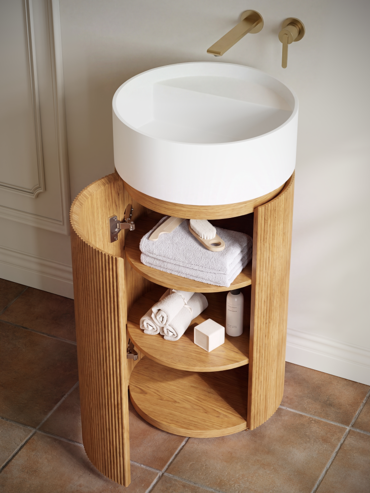 Тумба с раковиной ALTROBAGNO Чиа (Chia) 450 Natural Oak/Matte Wt