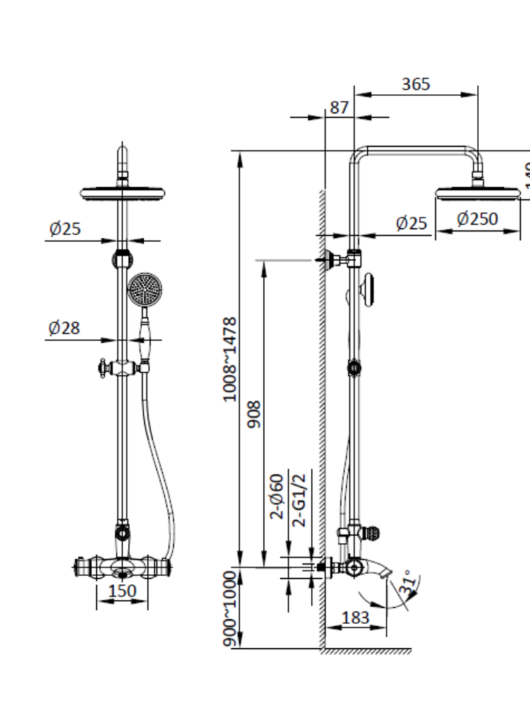 Душевая система с термостатом AltroBagno Beatrice 030408 Or