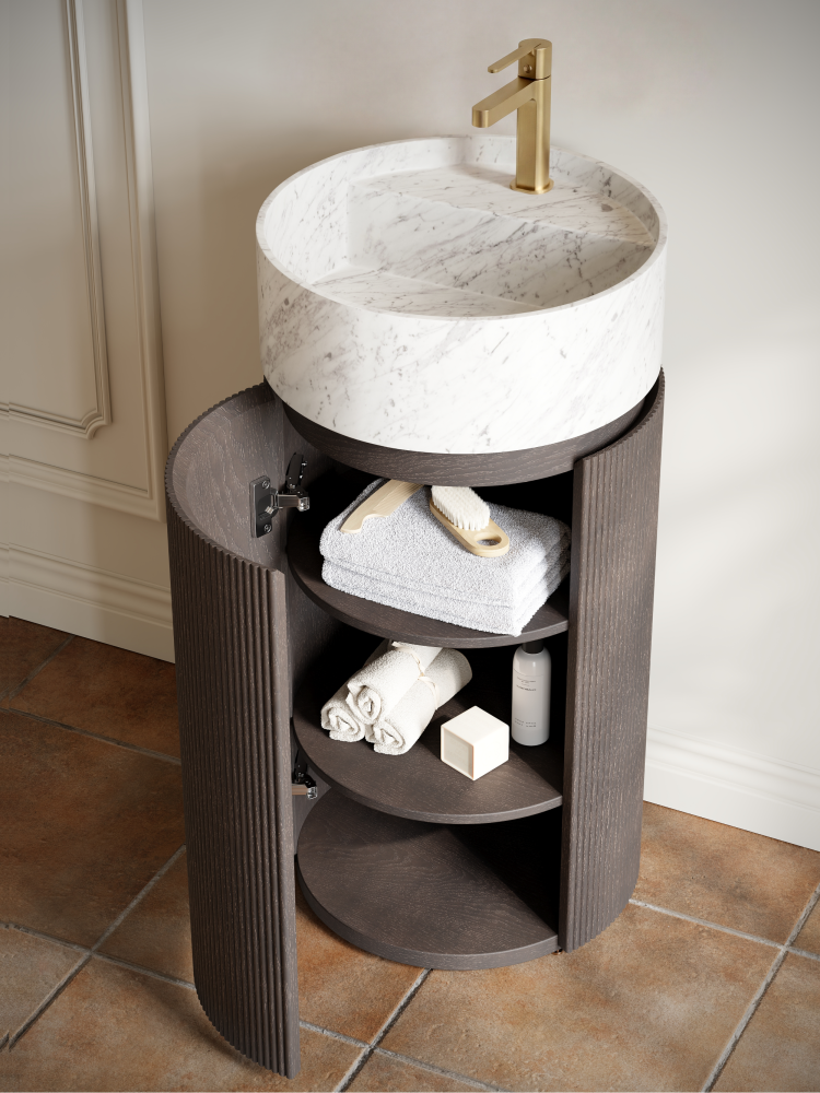 Тумба с раковиной AltroBagno Chia 450 Grey Oak/Cararra White